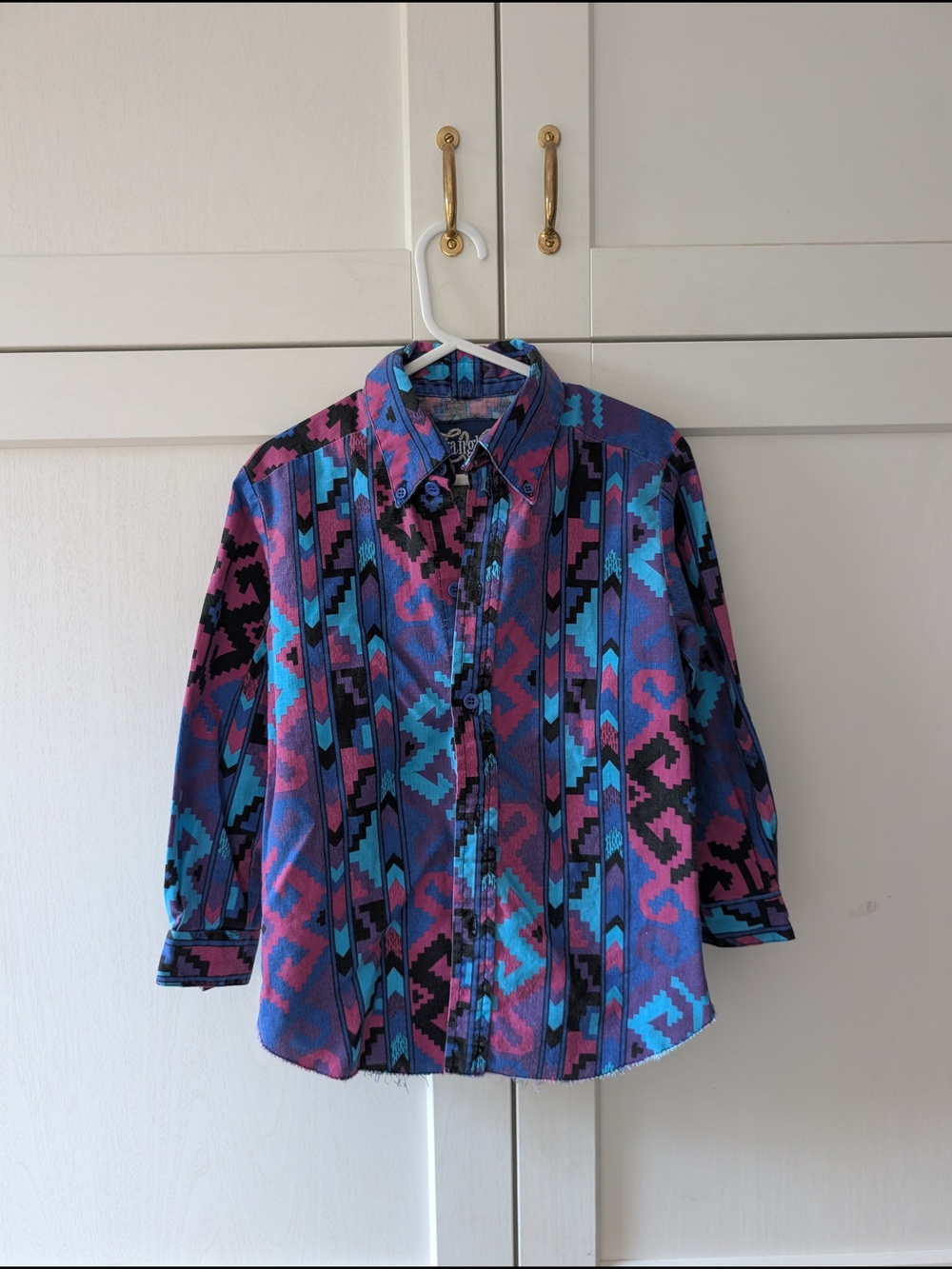 Unisex Purple Aztec Button-Down Shirt